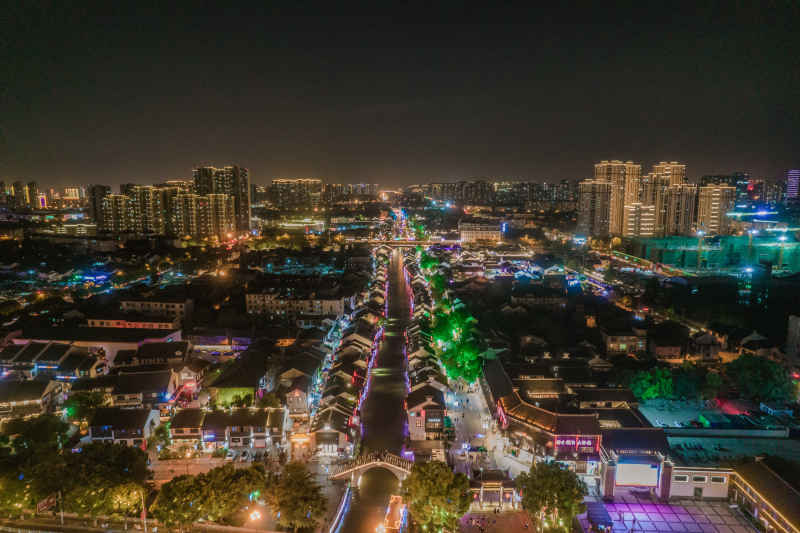 航拍江苏无锡城市夜景