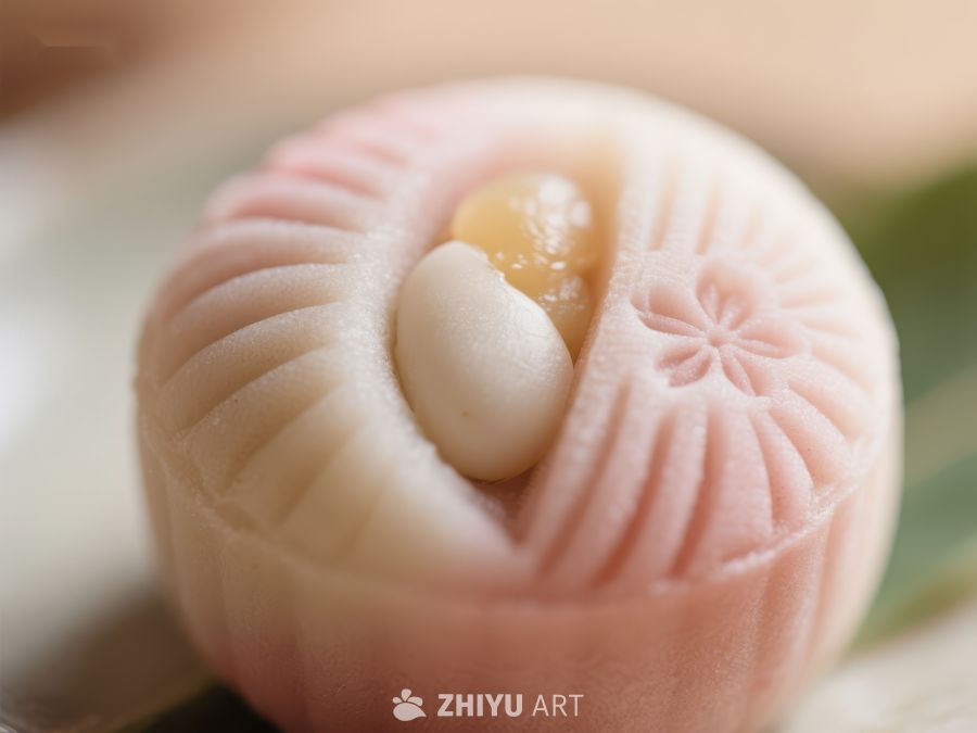 精致糕点特写，内含豆沙馅料 268