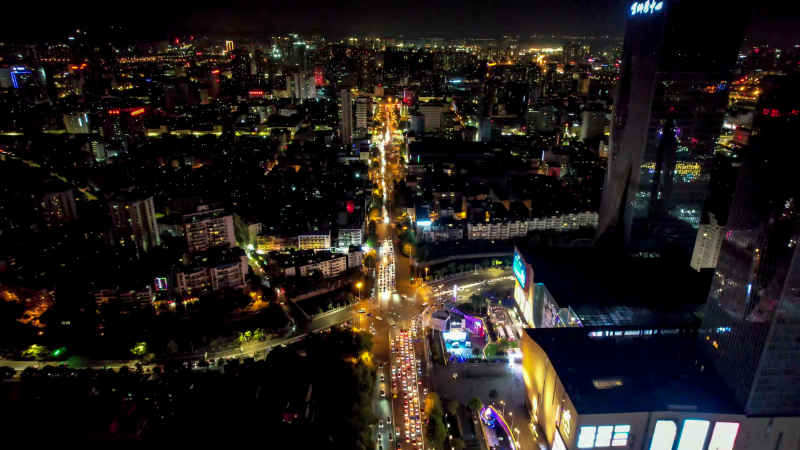 云南昆明城市夜景交通