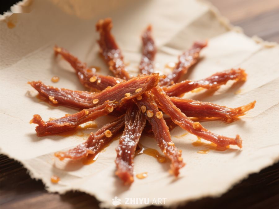 香辣牛肉干摆盘特写 1614