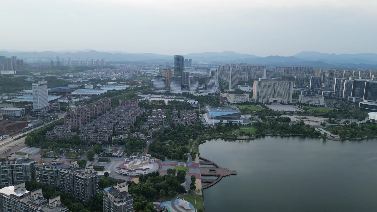 航拍江西萍乡市图书馆