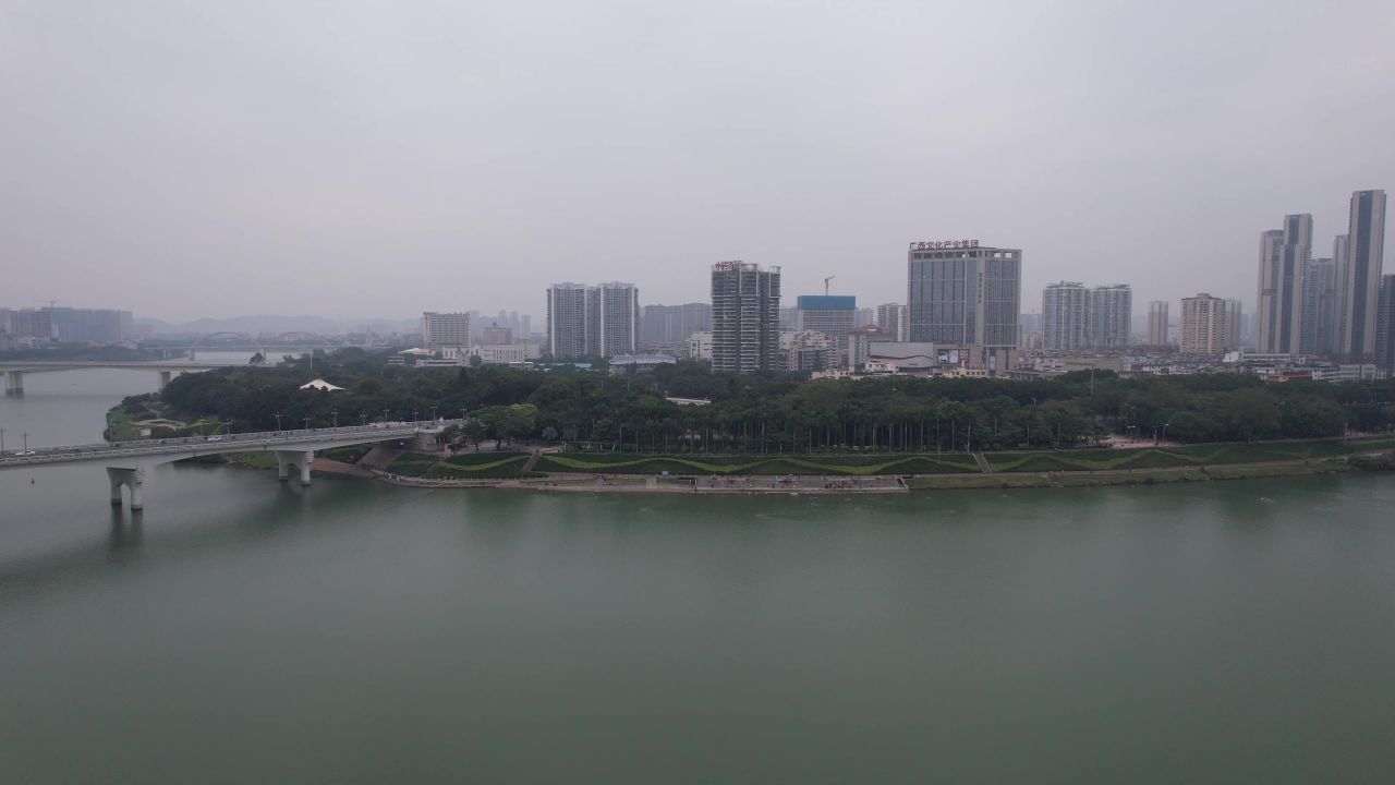  广西南宁邕江风光桥梁航拍 