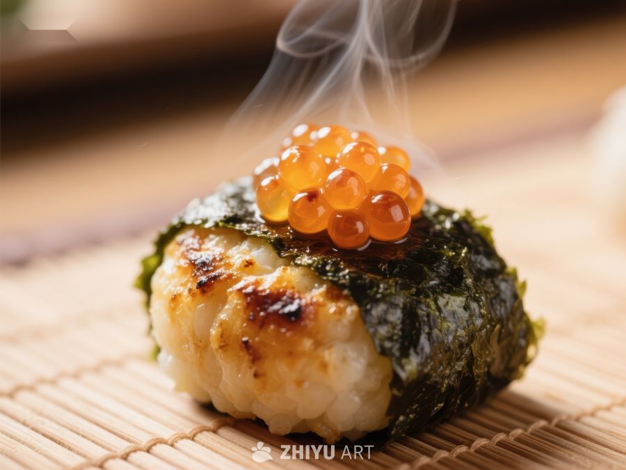 烟熏海苔饭团配鱼籽