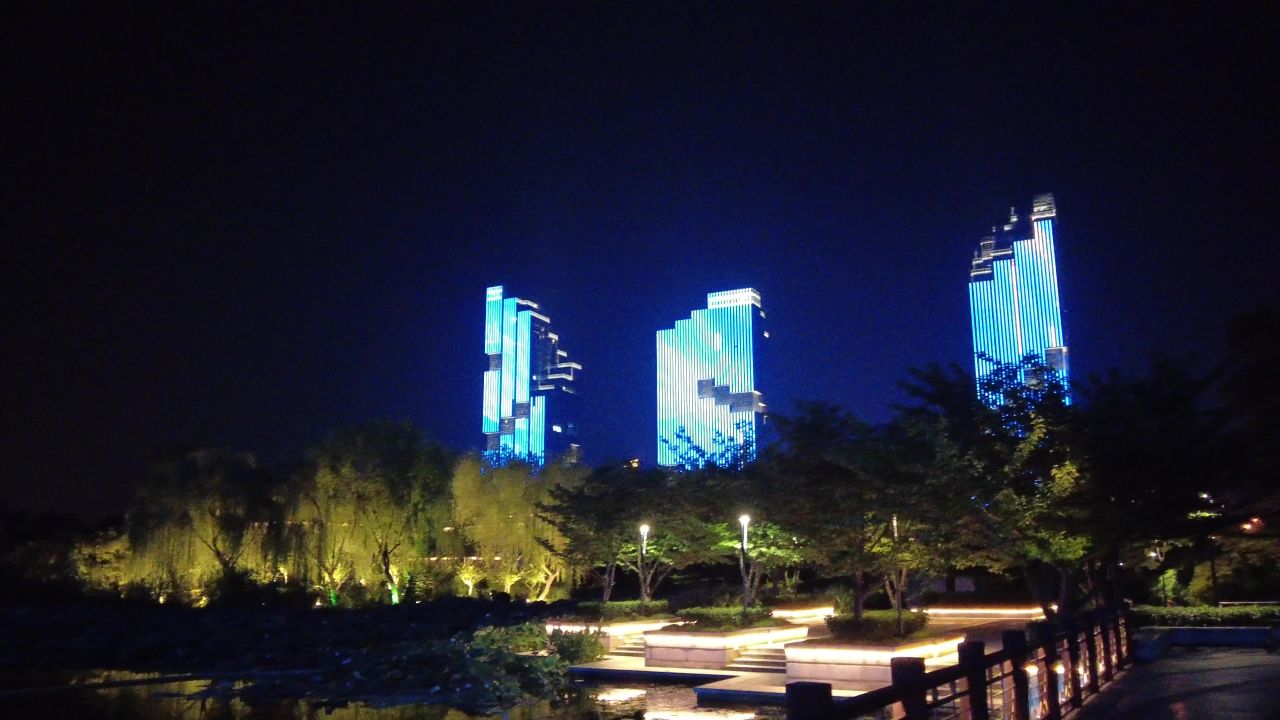 城市夜景灯光秀实拍绍兴夜景 