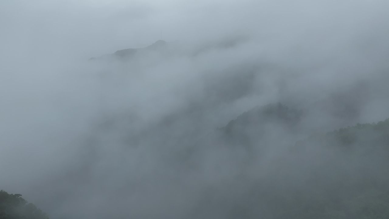雾中山景