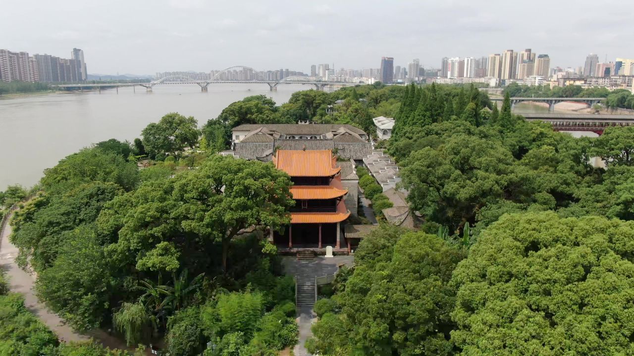 江西吉安白鹭洲书院航拍
