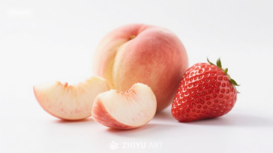 新鲜桃子与草莓的组合