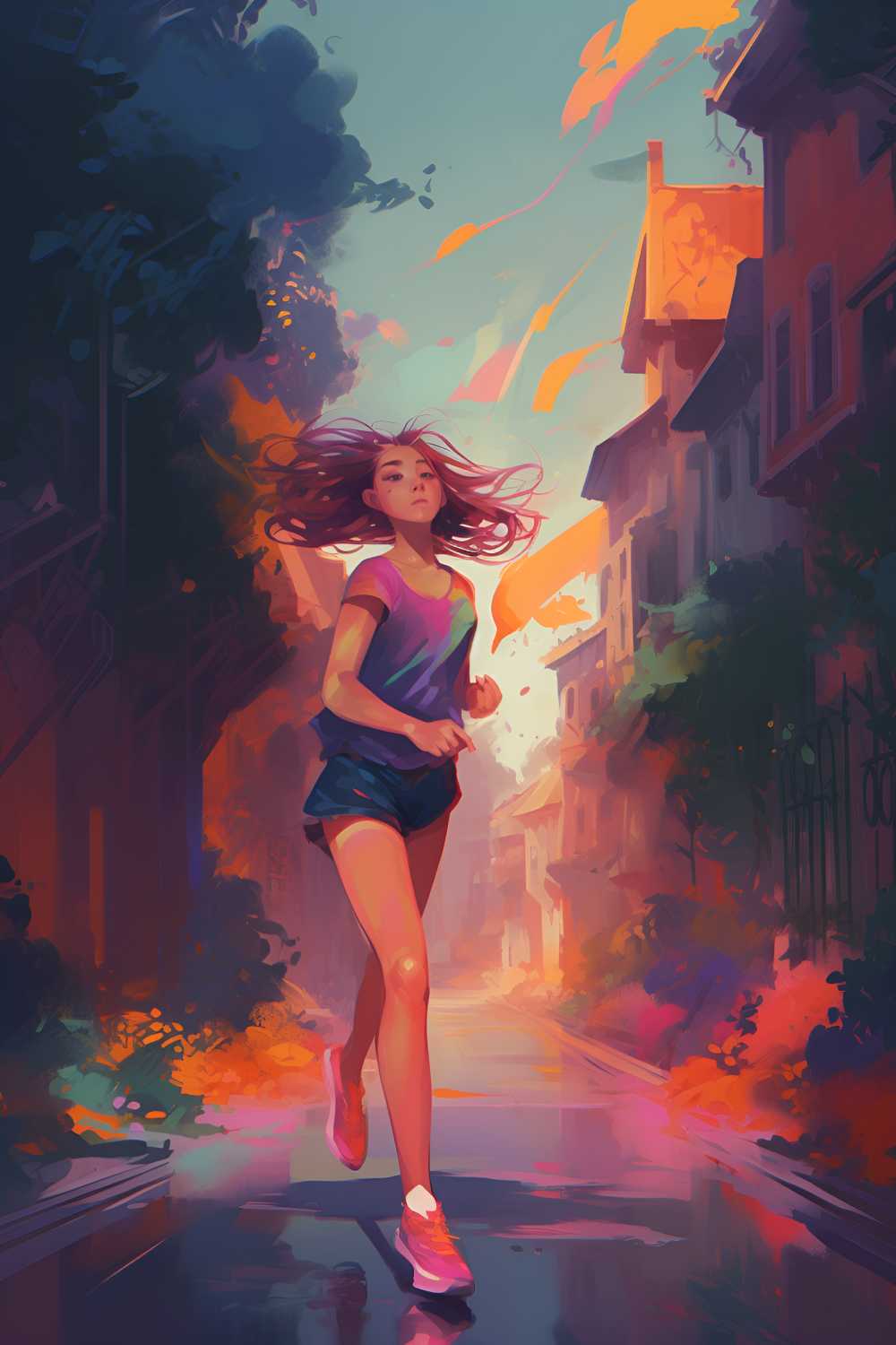 插画女孩非常自然