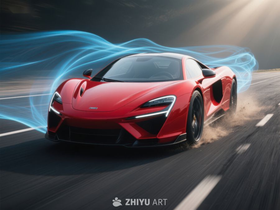 红色跑车高速行驶 114