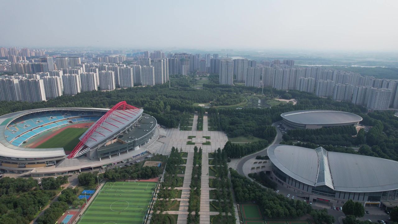 山东淄博城市风光航拍 
