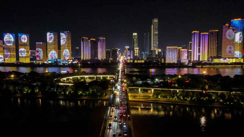 湖南长沙城市风光航拍摄影图 