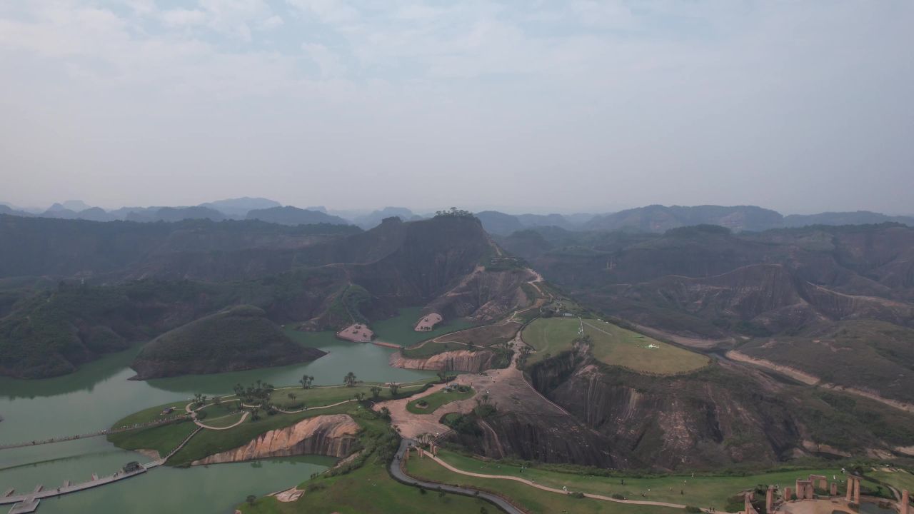 湖南郴州高倚岭风景区丹霞地貌航拍 