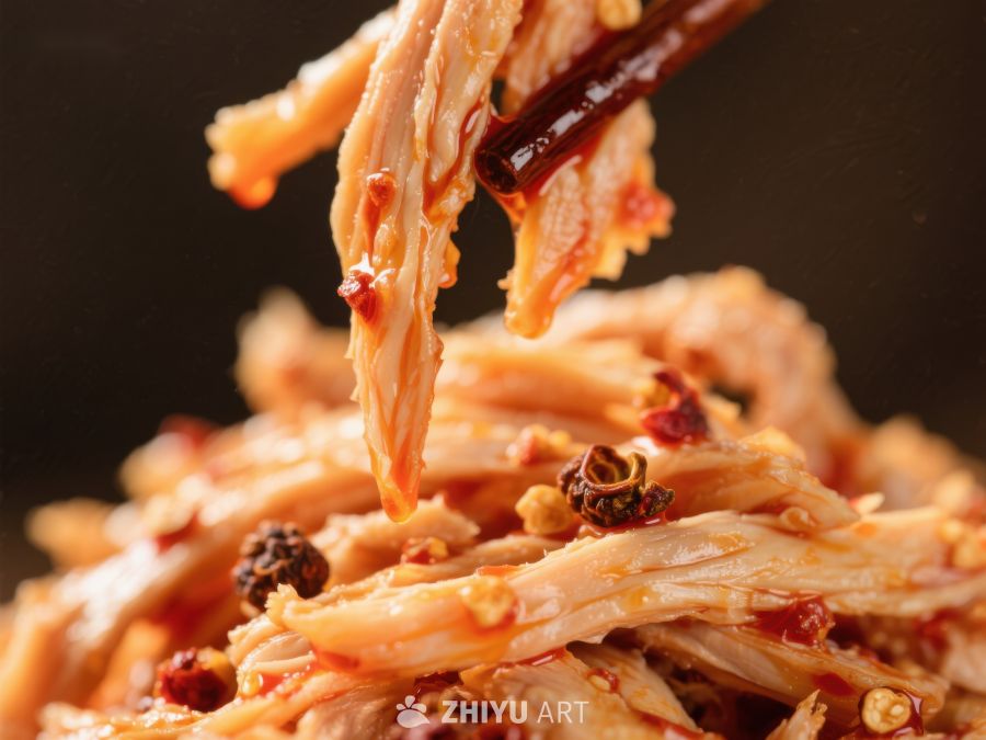 麻辣鸡丝特写，香辣诱人 913