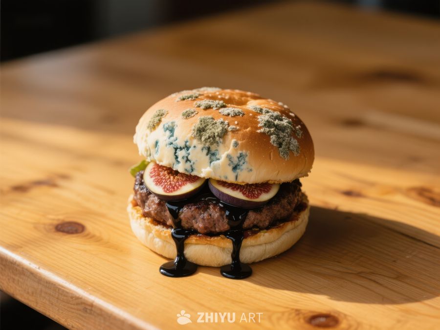 蓝纹奶酪牛肉汉堡