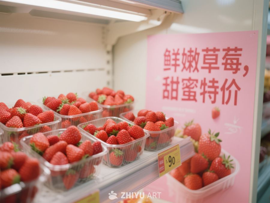 超市草莓促销展示 85