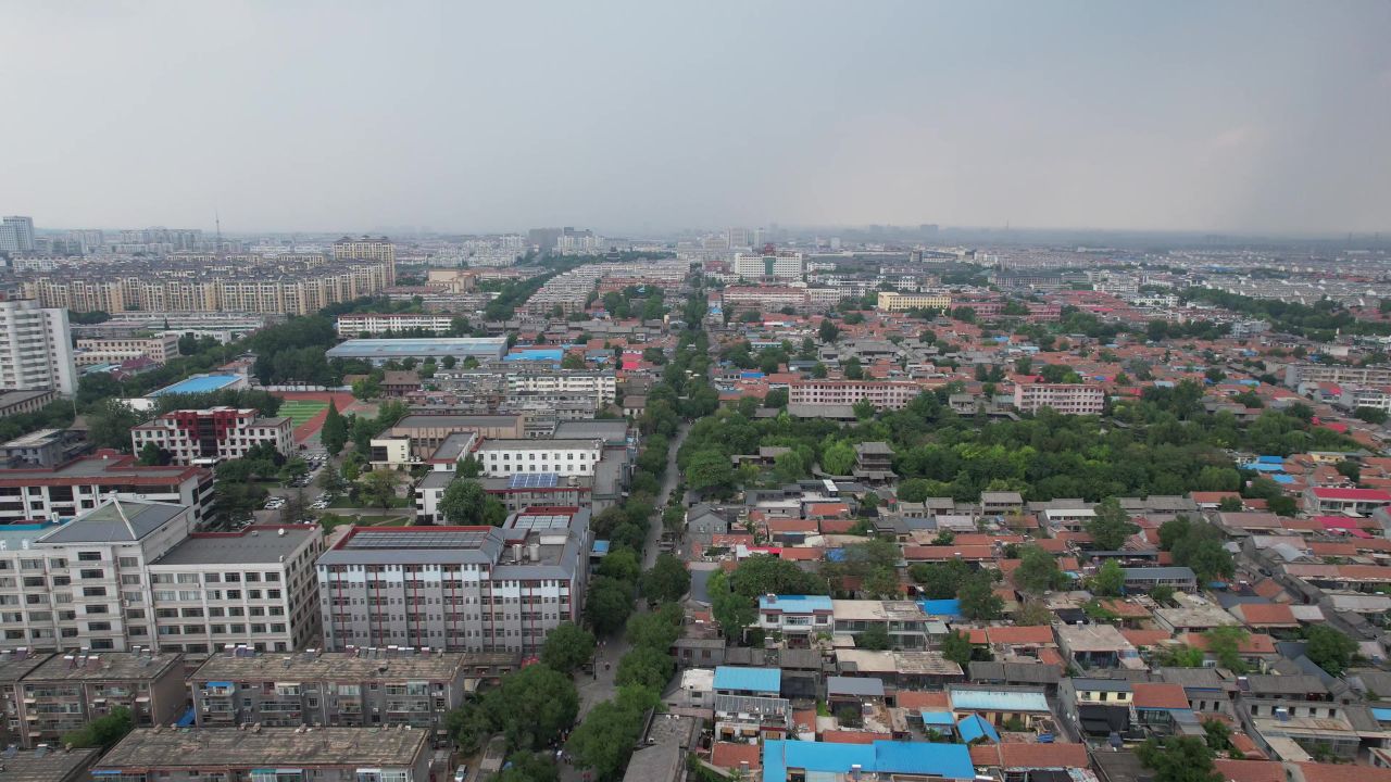 山东青州城市风光青州古城航拍 