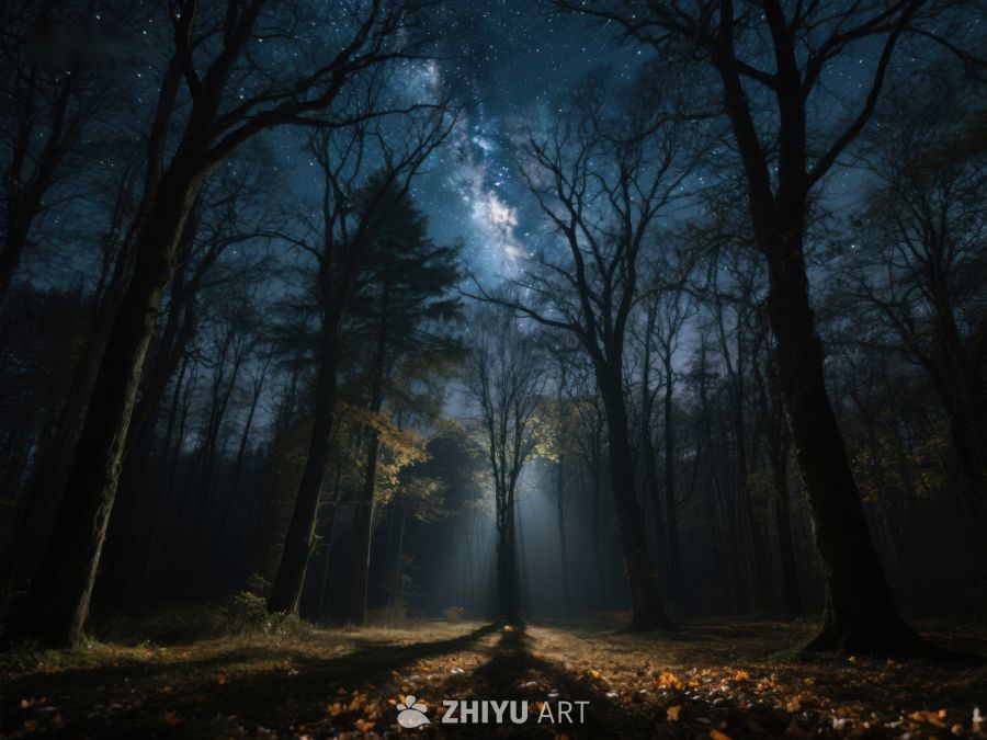 夜幕森林，星光与月光交织 471