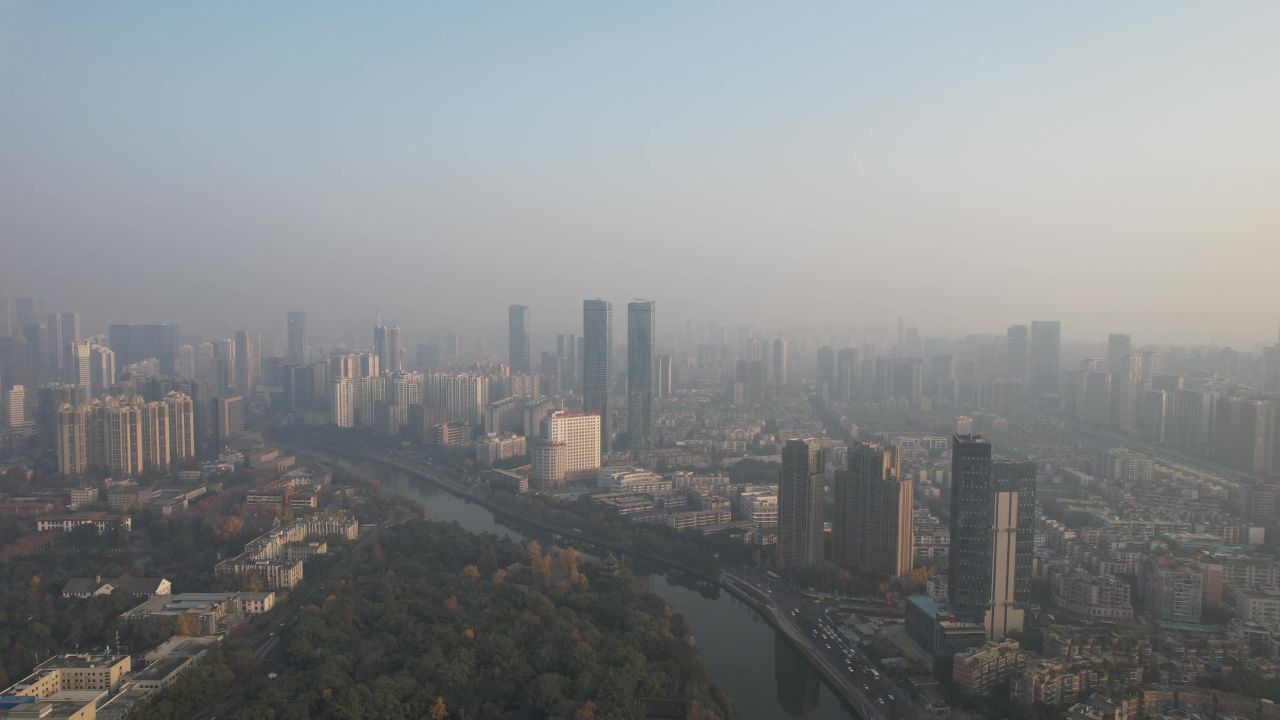 成都城市清晨航拍