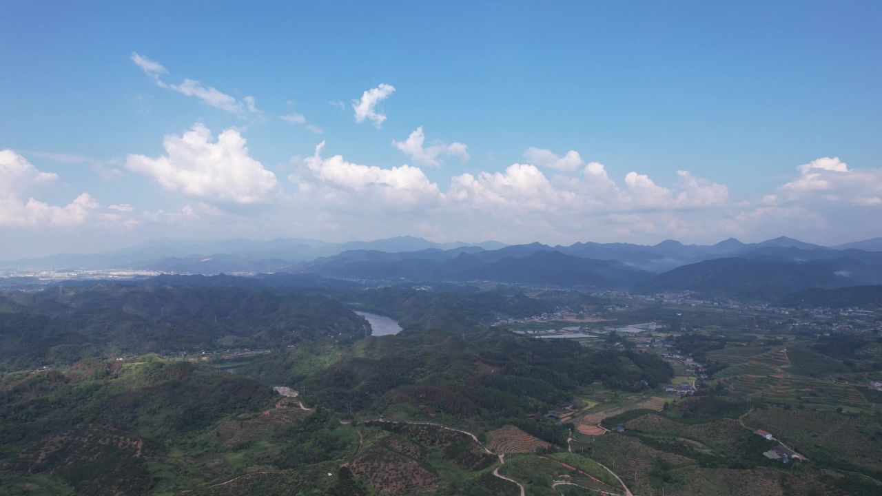 山川丘陵农田农业种植美丽乡村航拍 