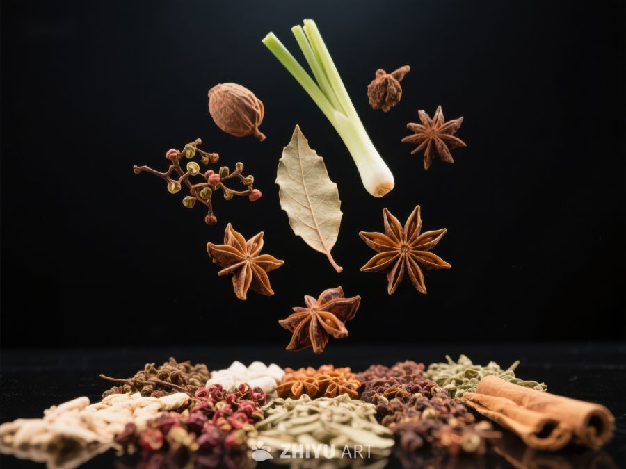 空中飘落的香料与食材 639