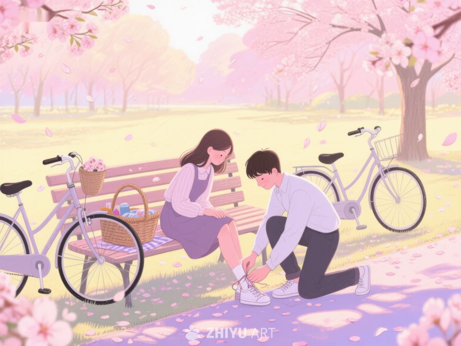 春日公园里的情侣温馨互动 84