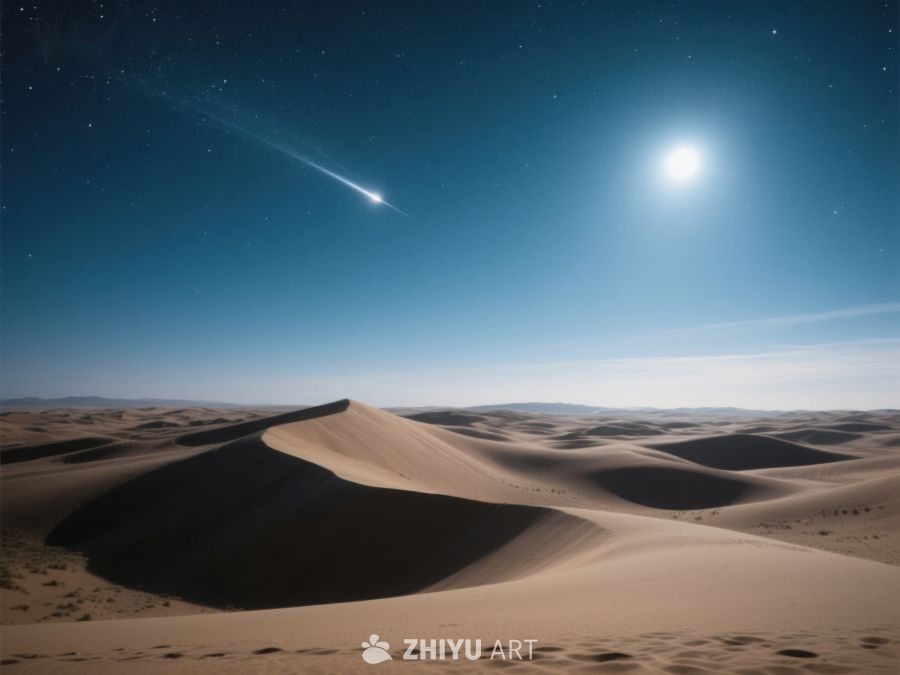 沙漠夜景，流星划过星空 69