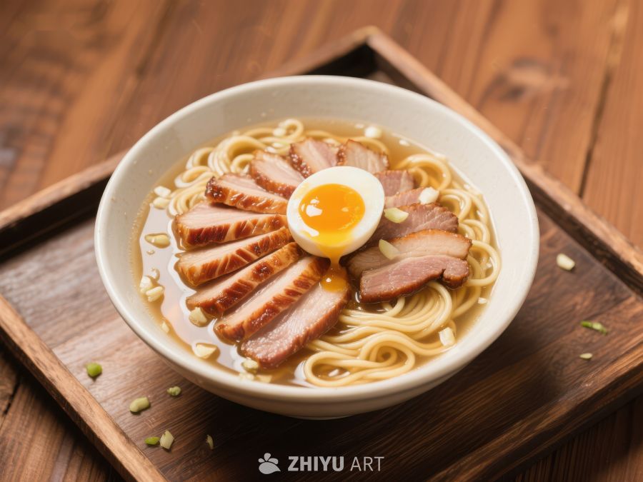 美味拉面配叉烧和半熟蛋 140