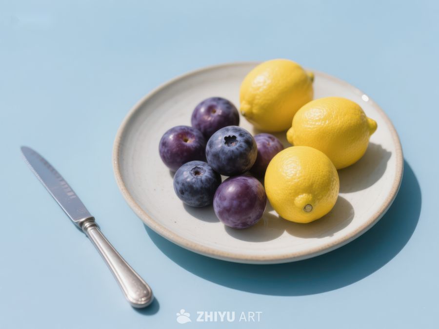 柠檬与蓝莓的静物组合 274