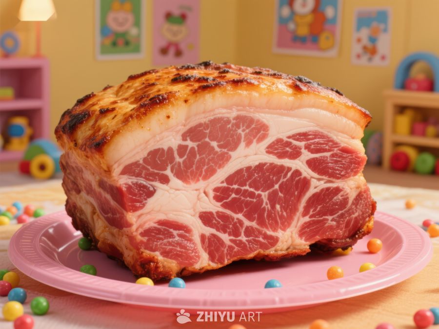 烤制五花肉，色泽诱人