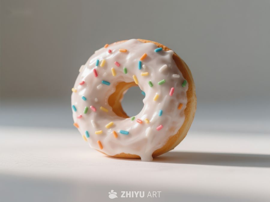 白色糖霜彩色撒丁甜甜圈