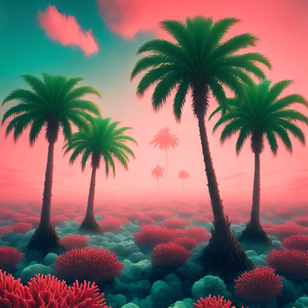 一课绿色棕榈树风景