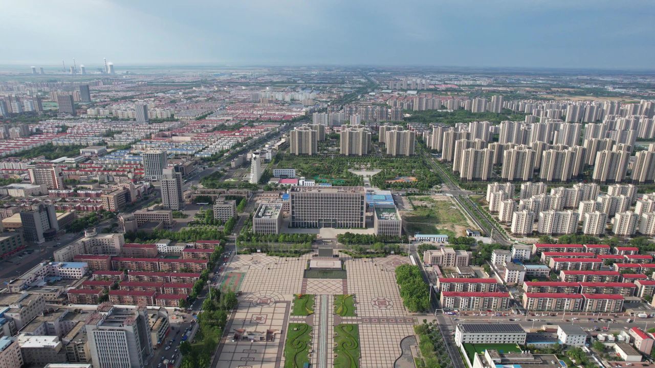 山东东营城市建设地标建筑航拍 