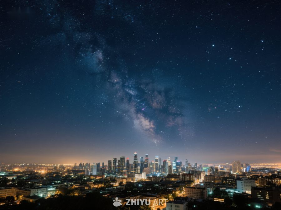 城市夜景与银河星空 10