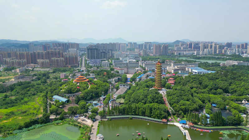 航拍湖北鄂州莲花山