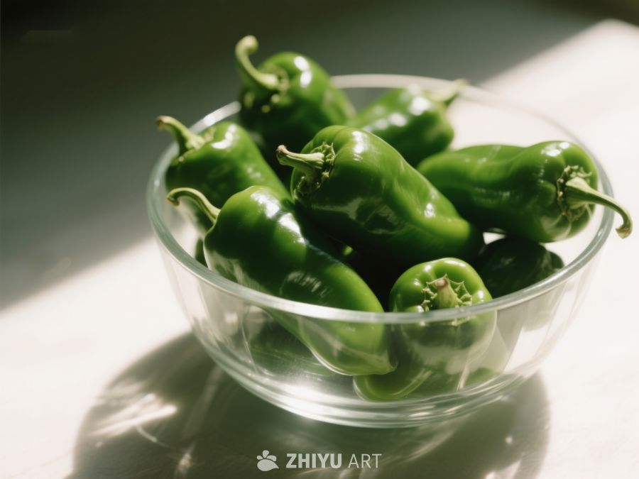 玻璃碗中的青辣椒 26
