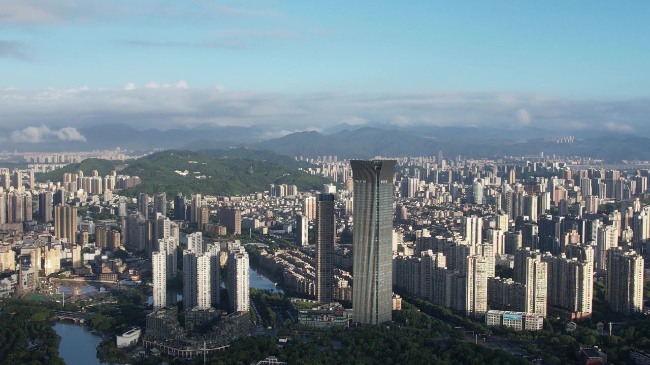 浙江温州城市建设航拍 
