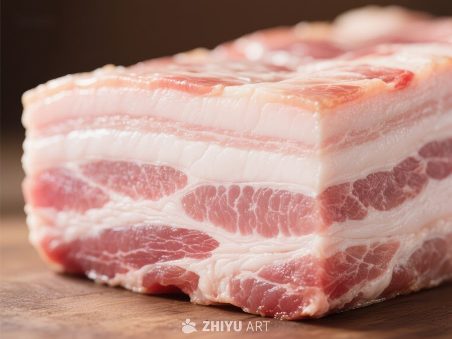 新鲜五花肉的特写 807