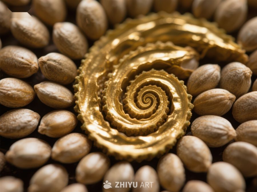 金色螺旋与种子的和谐构图 276