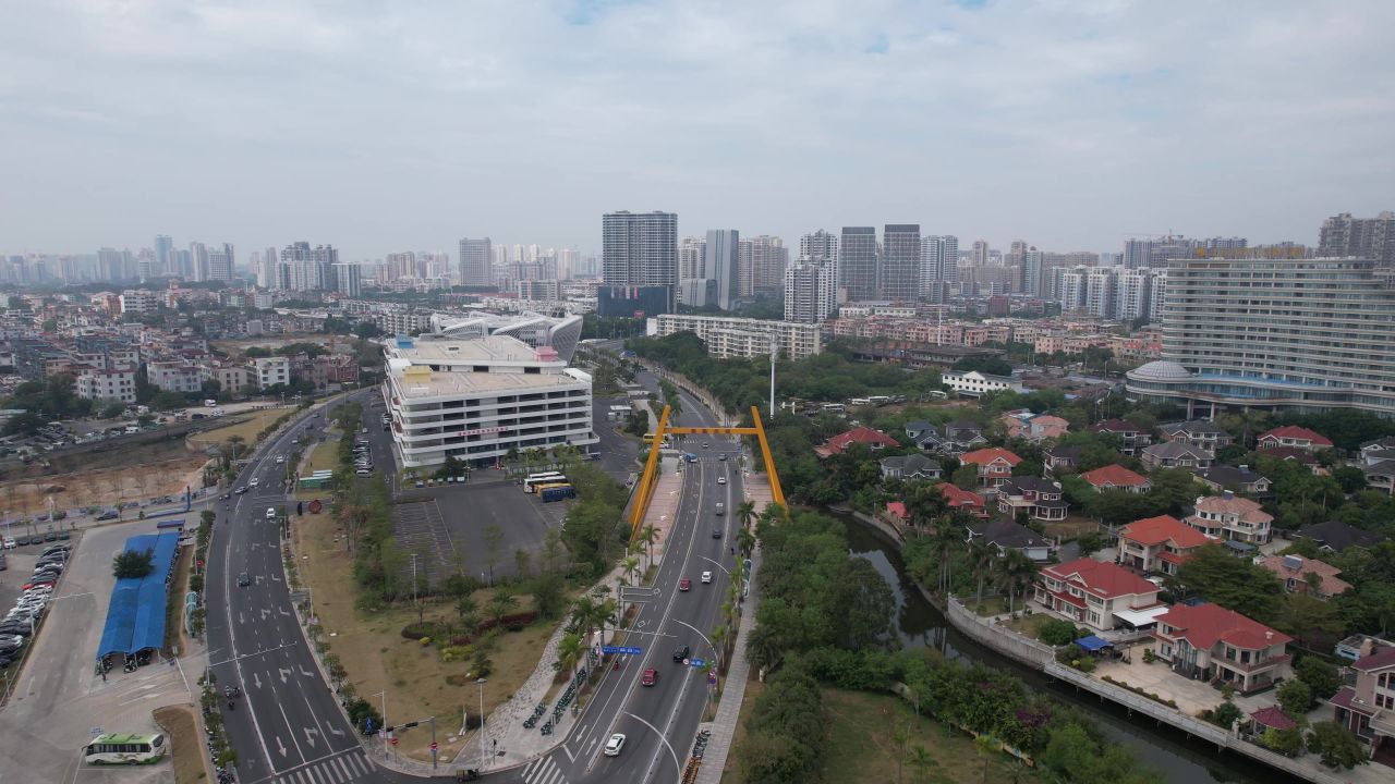 广西北海银滩大桥交通航拍