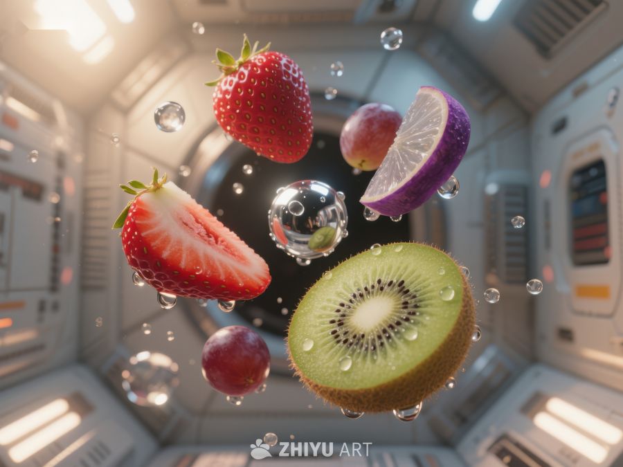 太空舱中的悬浮水果 602