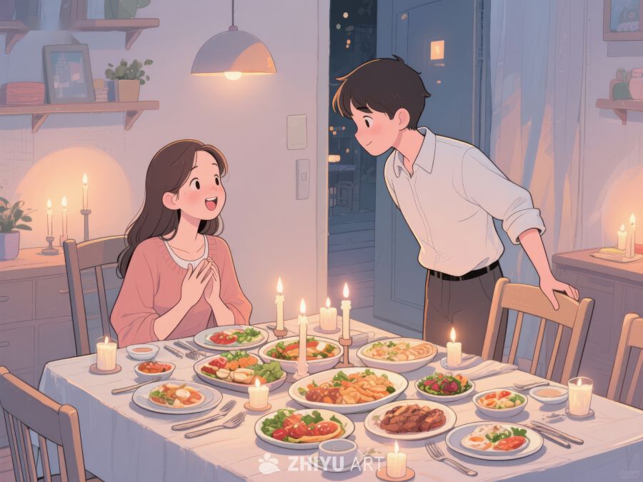 温馨晚餐：情侣共度美好时光 774