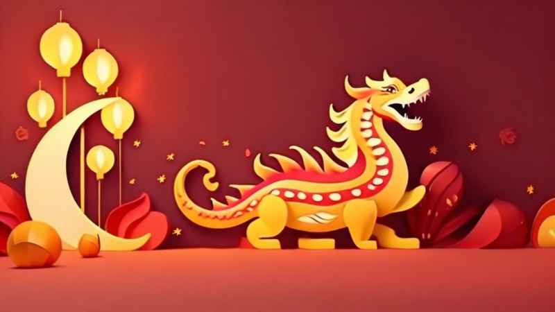 过年春节游龙灯简约插画 61