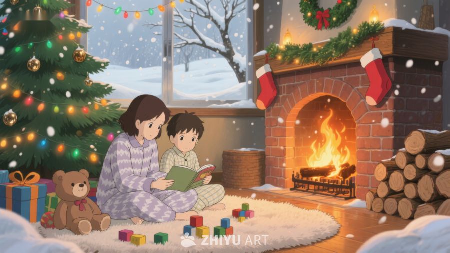 温馨圣诞夜，母子共读时光 307