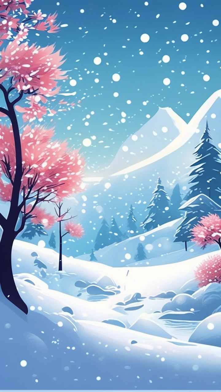 雪景唯美插画小屋 40