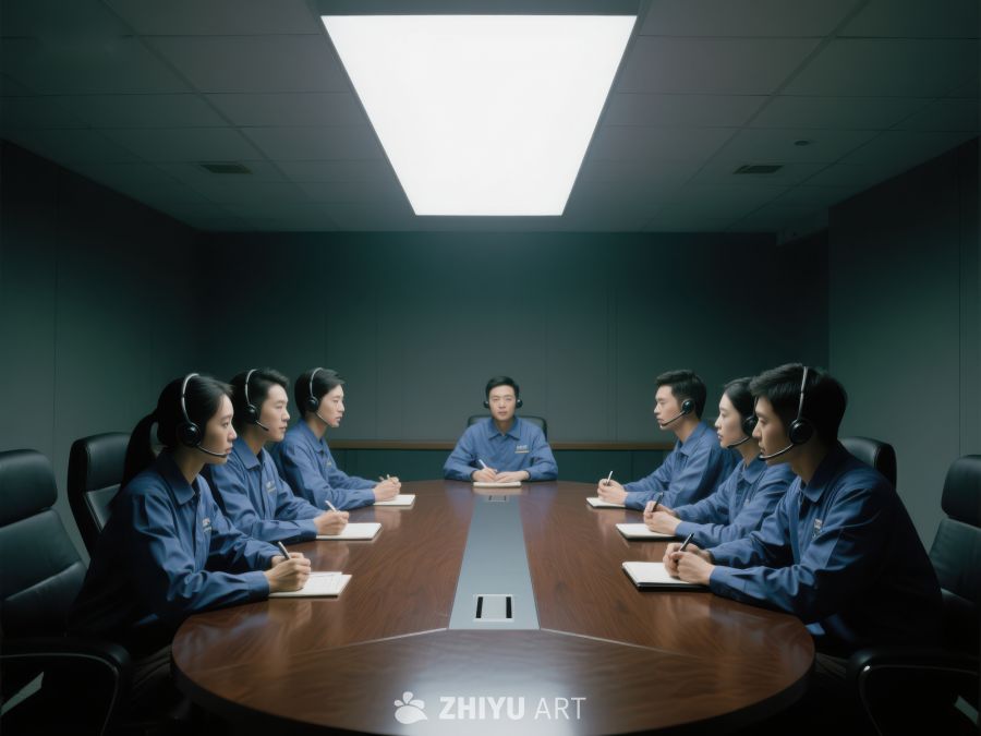 会议室中进行电话会议的团队 164
