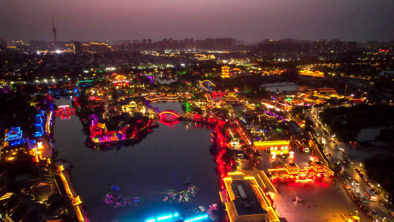 开封城市风光旅游景区航拍图 