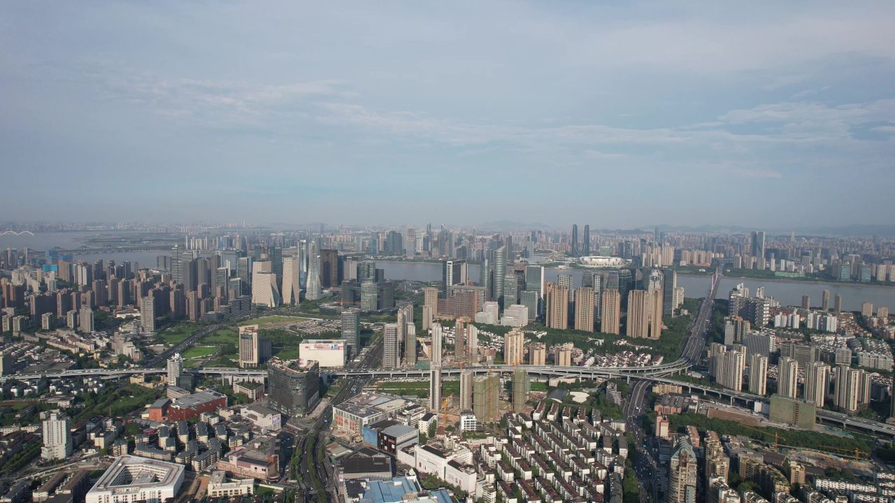 浙江杭州城市风光地标建筑航拍
