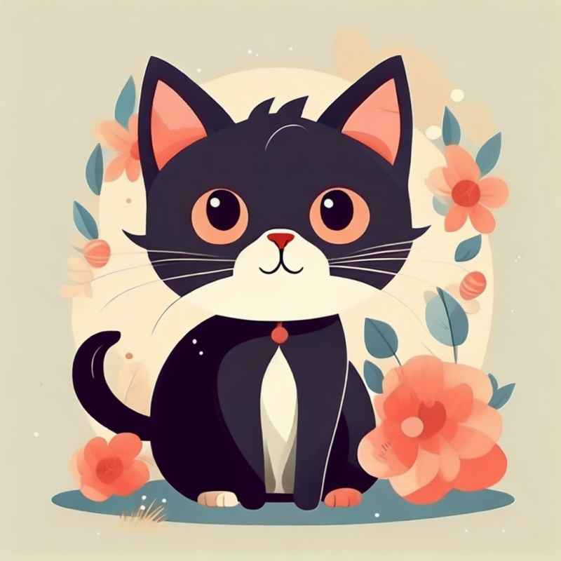 小花猫唯美插画 83