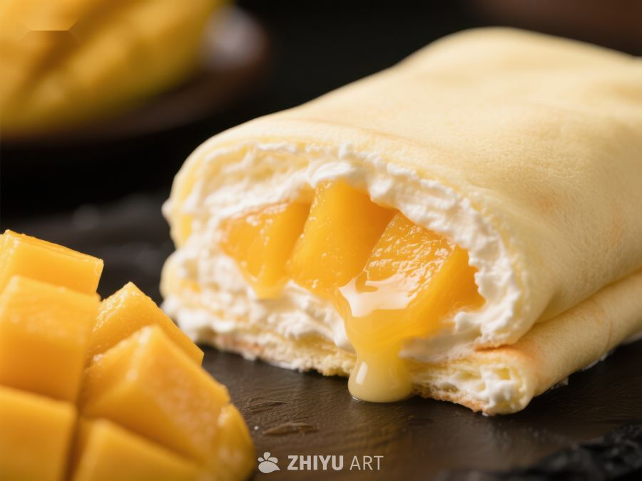 芒果奶油卷饼，甜蜜美味
