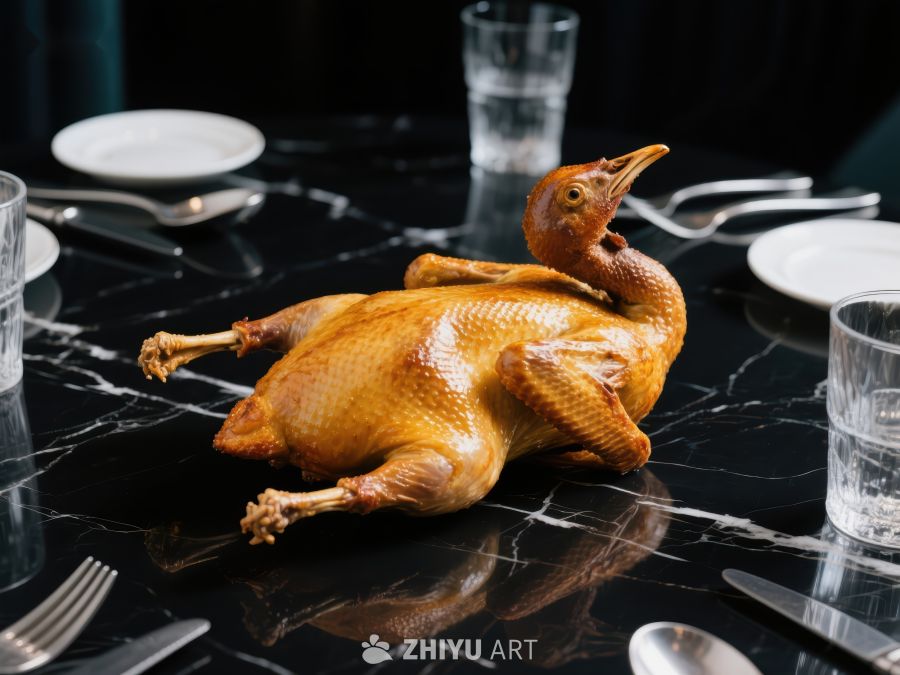烤鸭摆盘，餐桌上的美食艺术
